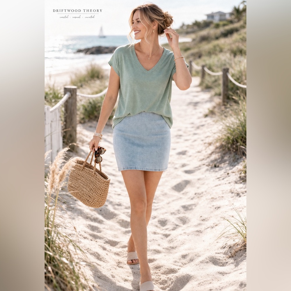 BDG Urban Outfitters NWT Light Wash Denim Mini Skirt Y2K Coastal Casual Size M